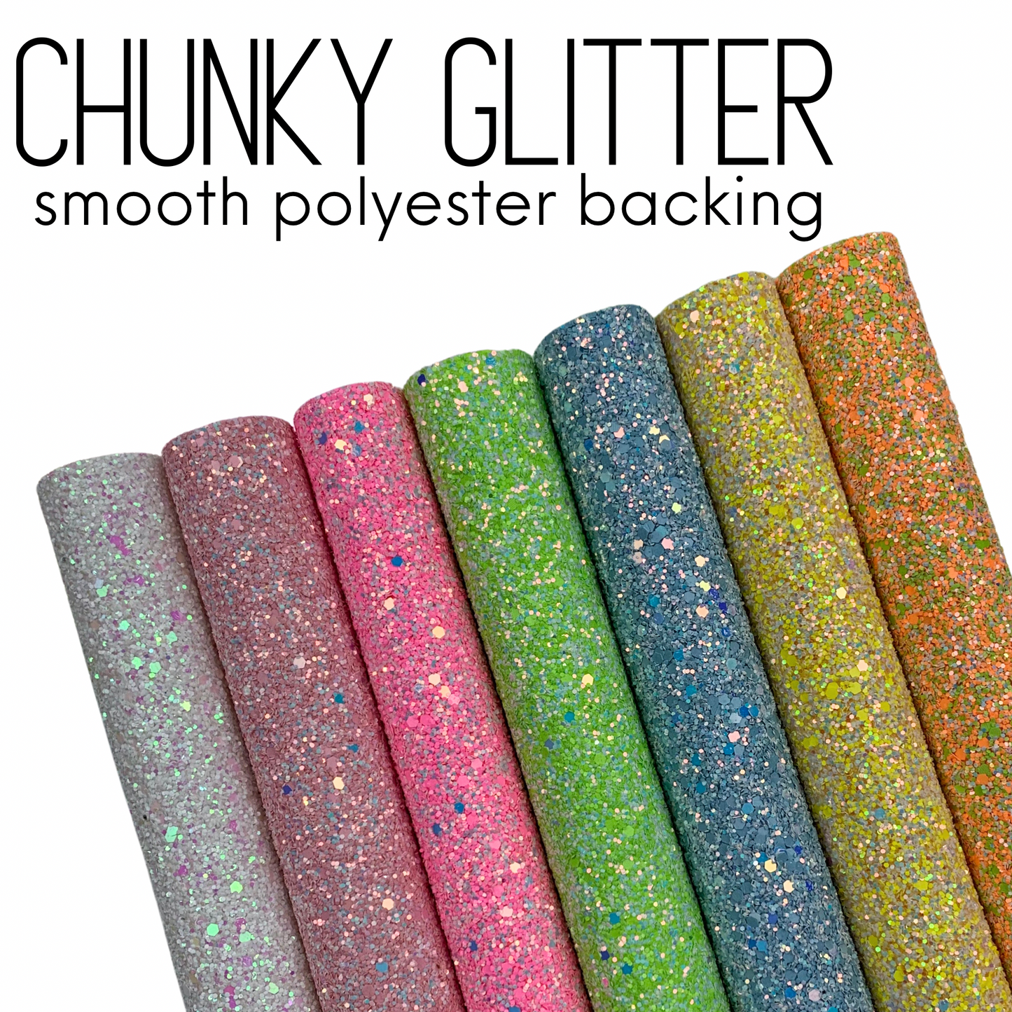Neon Iridescent Chunky Glitter Faux Leather Sheet with Soft Polyester Backing