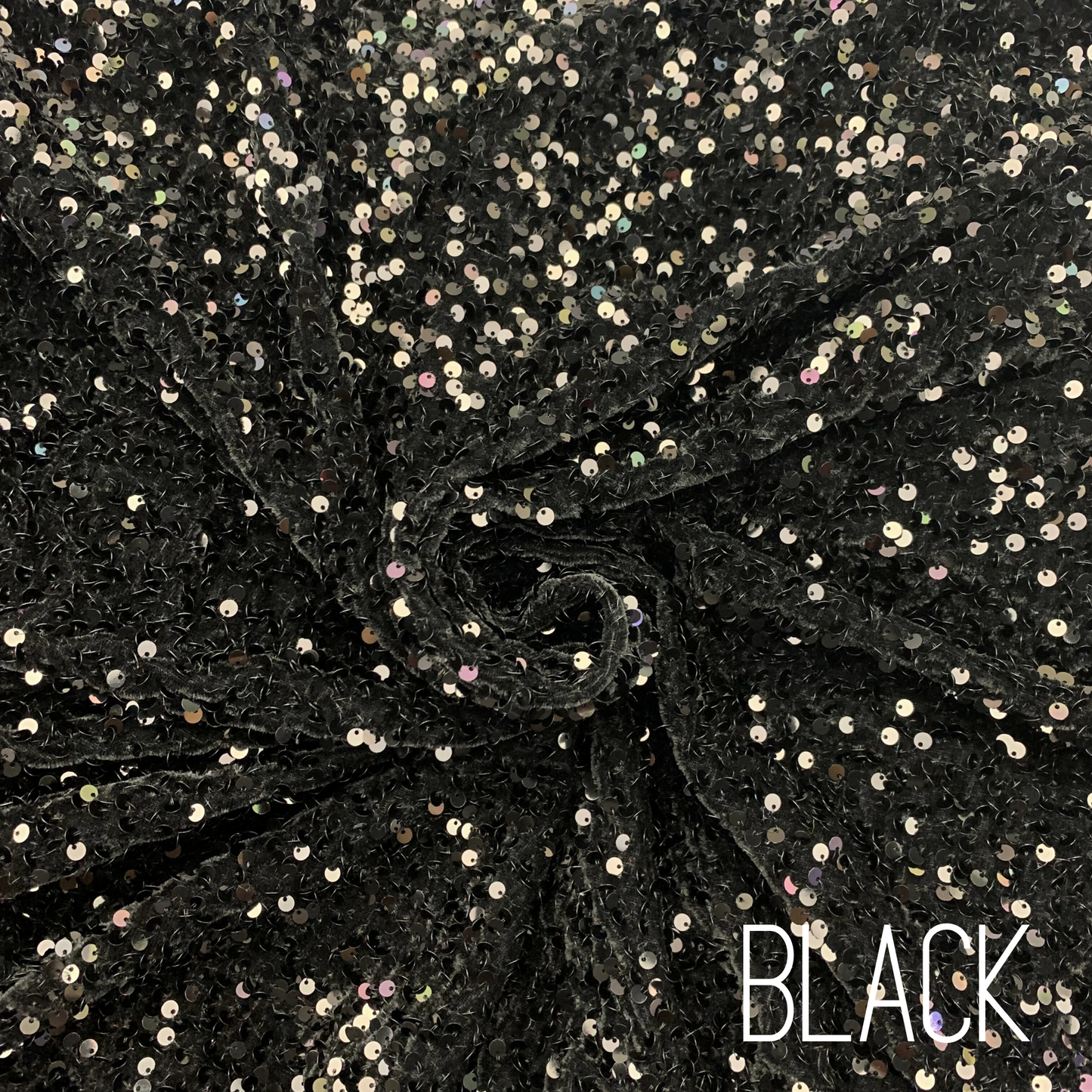 Black Sequin Velvet Four Way Stretch Fabric