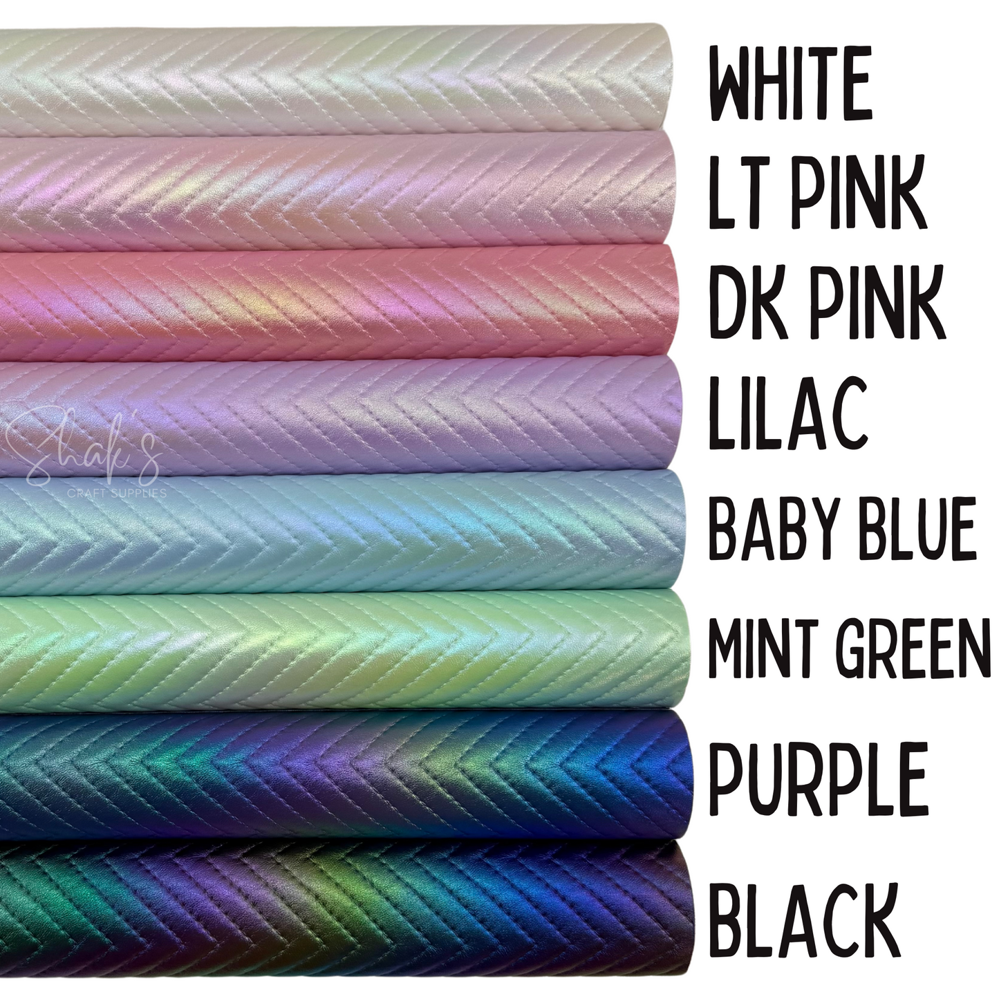 Iridescent Chevron Embossed Quilted Effect Vinyl - Half Meter Roll