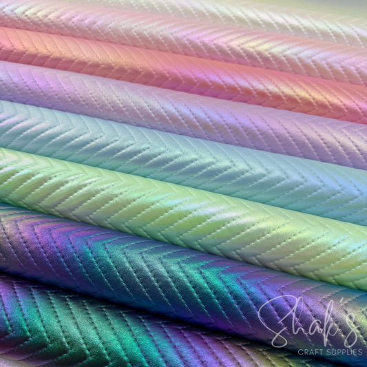 Iridescent Chevron Embossed Quilted Effect Vinyl - Half Meter Roll