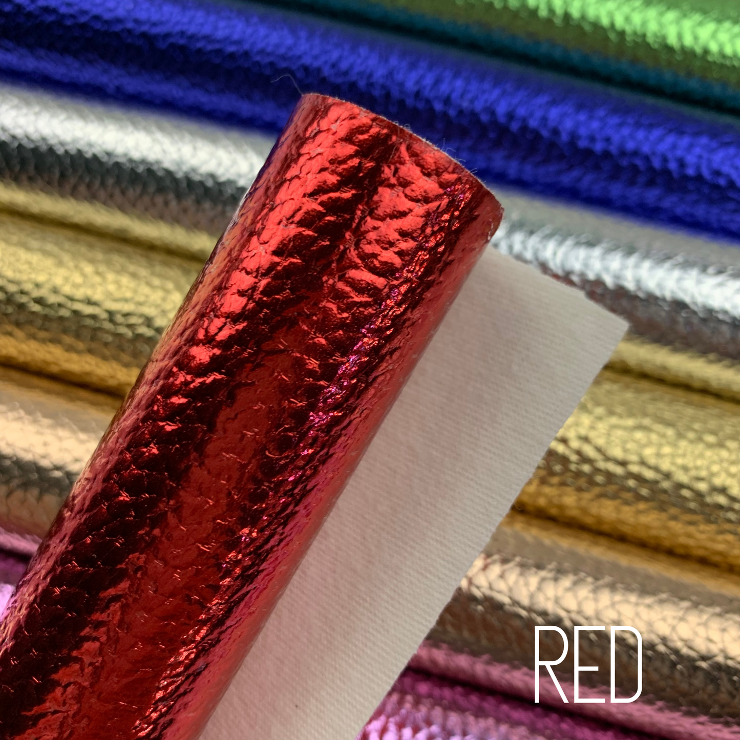 Metallic Pebble Litchi Faux Leather Sheet