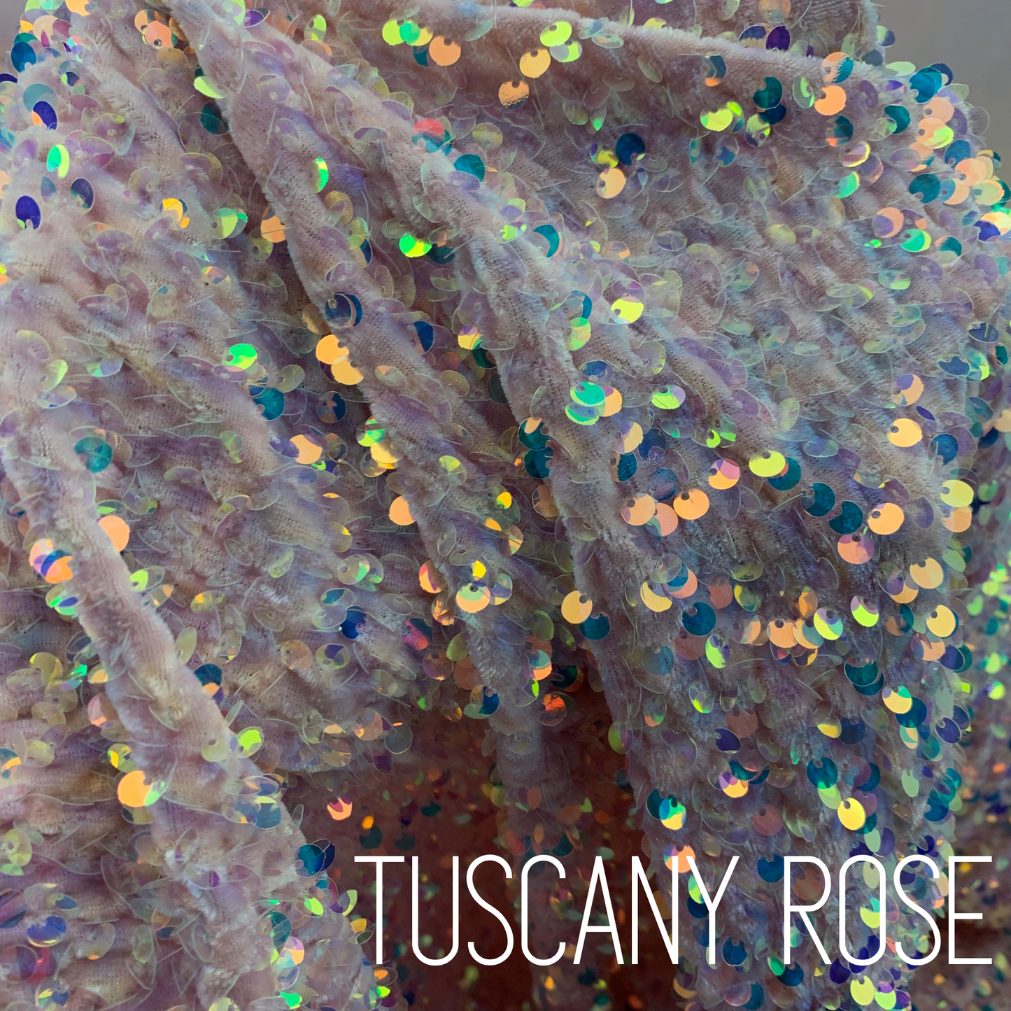 Tuscany Rose Sequin Velvet Four Way Stretch Fabric