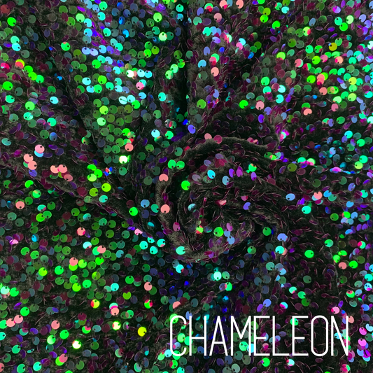 Chameleon Sequin Velvet Four Way Stretch Fabric