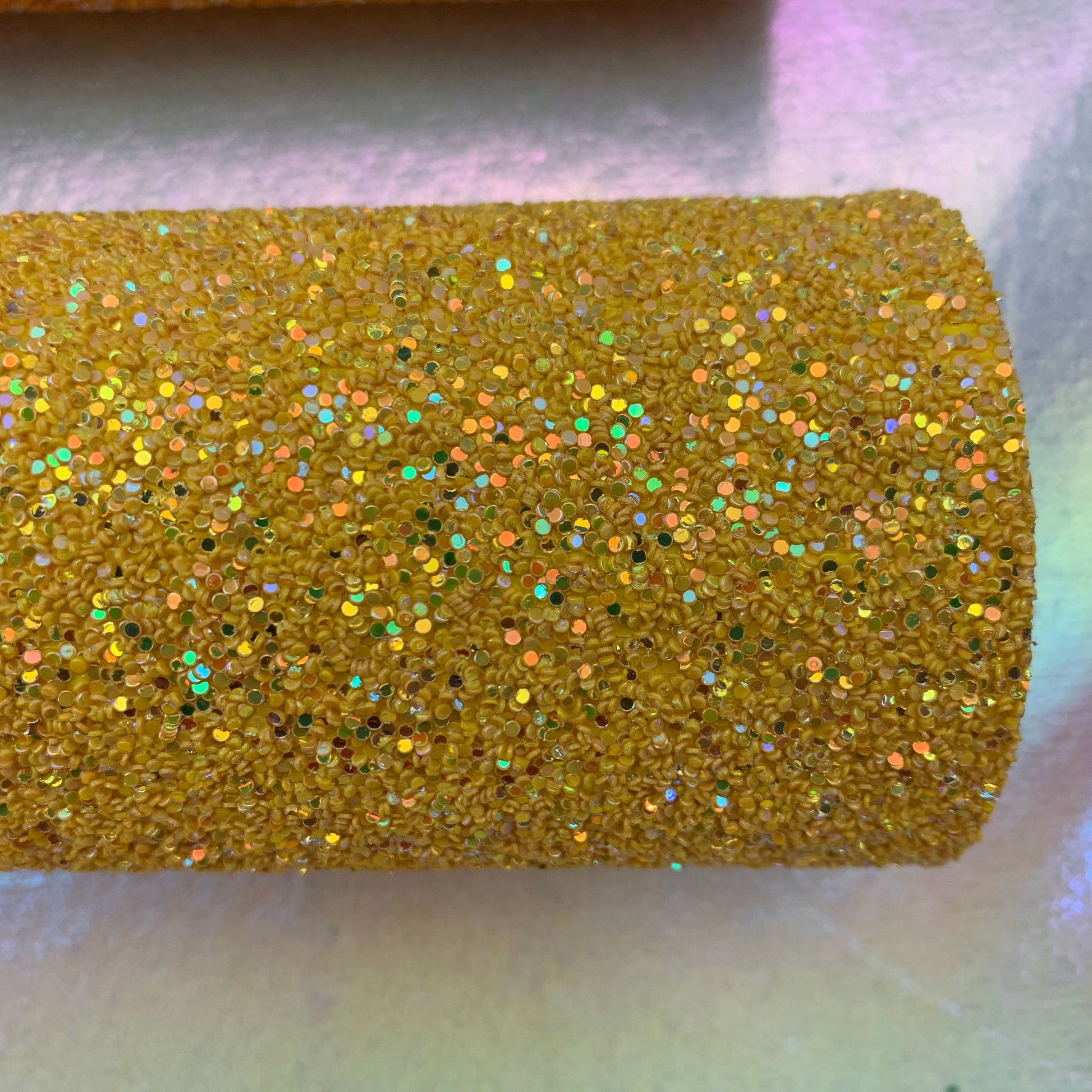Yellow chunky glitter faux leather