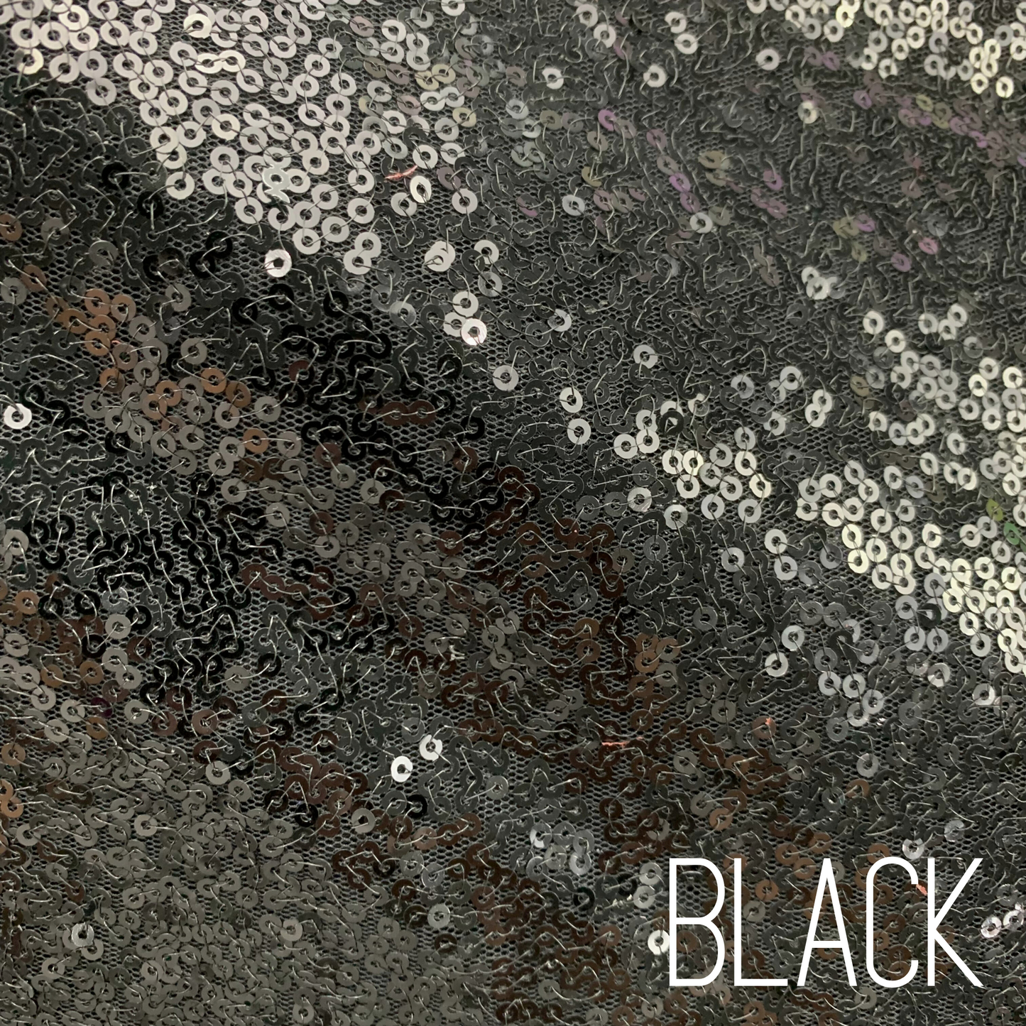 Black Baby Sequin on Mesh Two Way Stretch Polyester Fabric