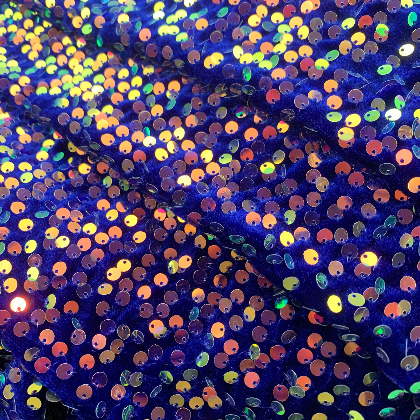Royal Blue Sequin Velvet Four Way Stretch Fabric
