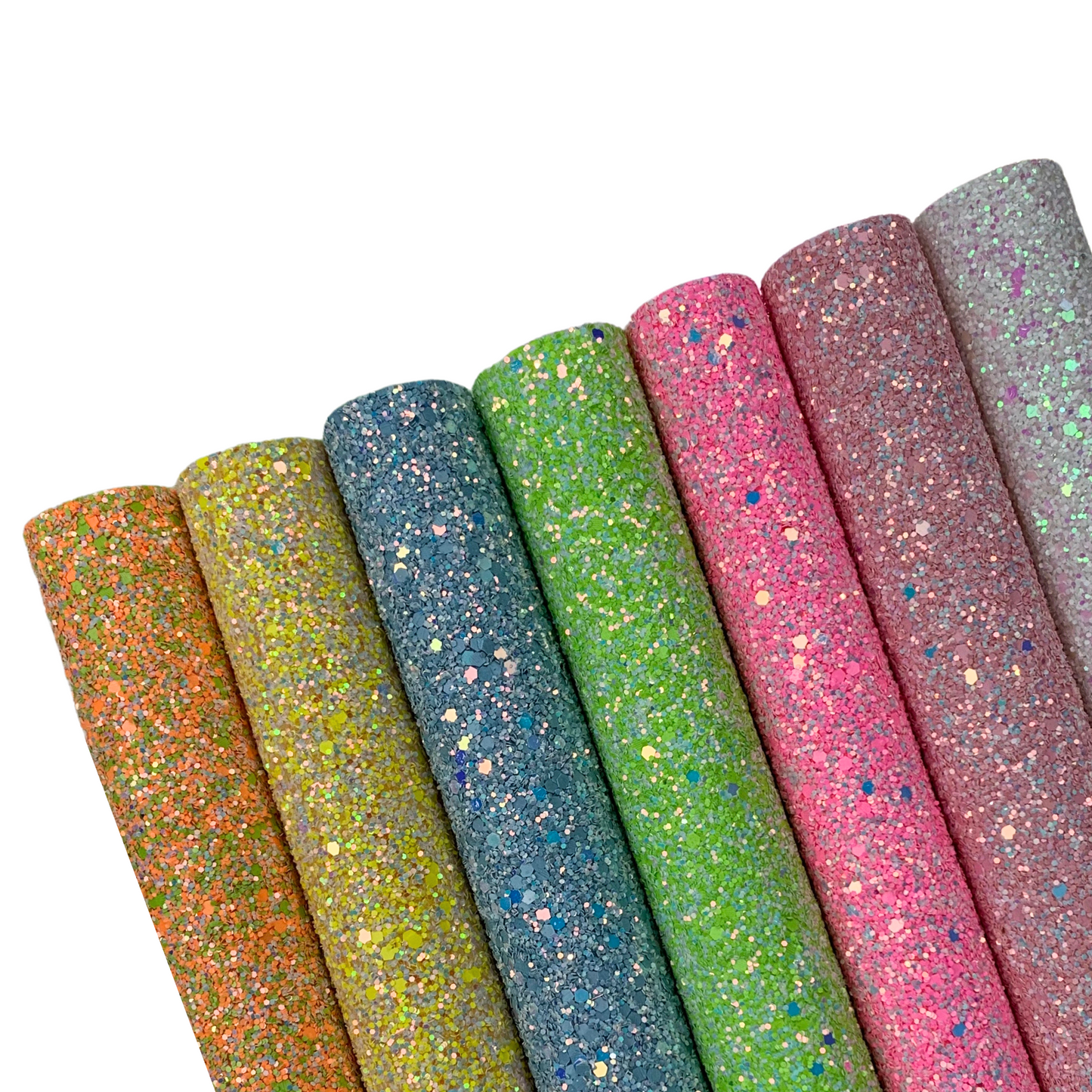 Neon Iridescent Chunky Glitter Faux Leather Sheet with Soft Polyester Backing