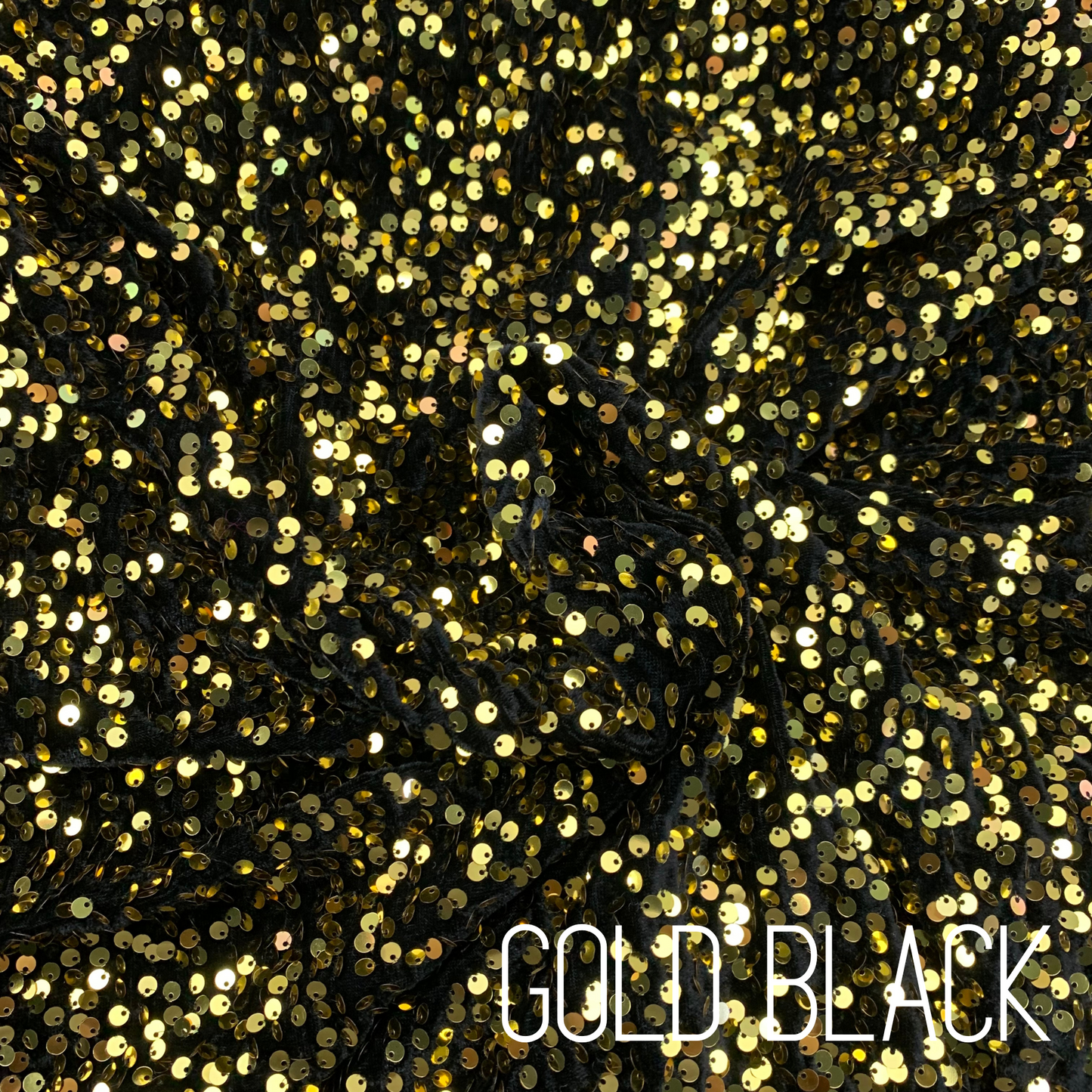 Gold Black Sequin Velvet Four Way Stretch Fabric