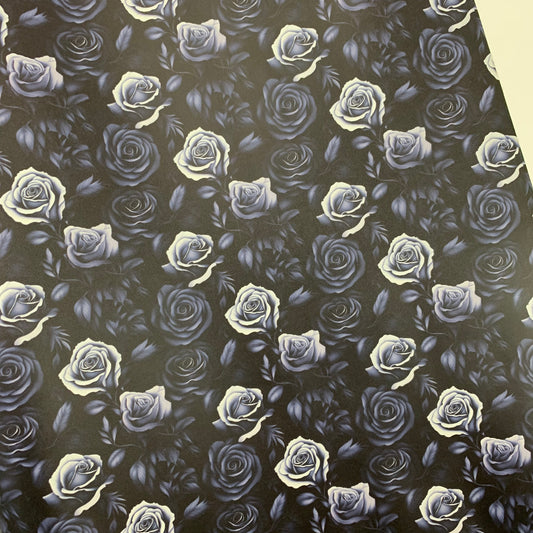 Monochrome Roses Small scale Smooth Vinyl Custom Print