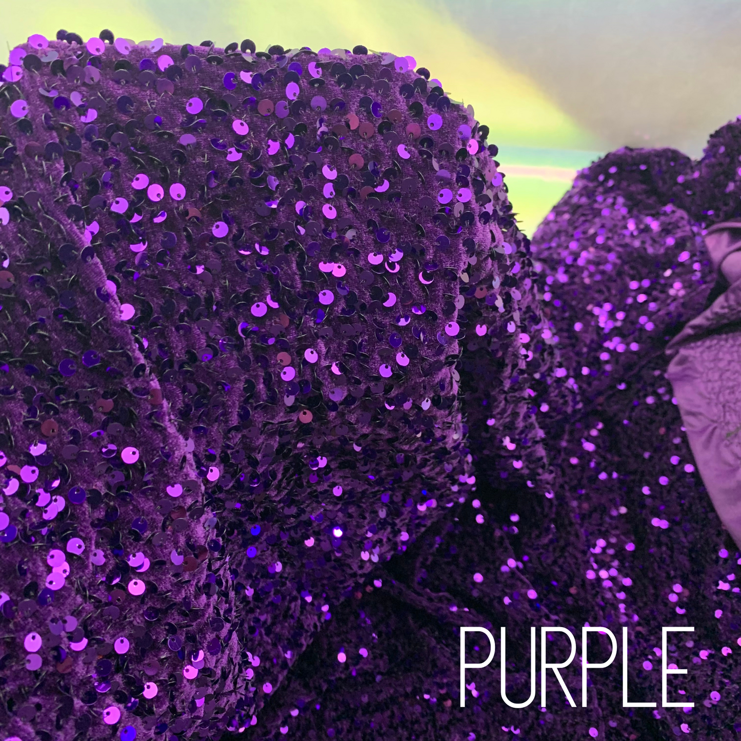 Purple Sequin Velvet Four Way Stretch Fabric