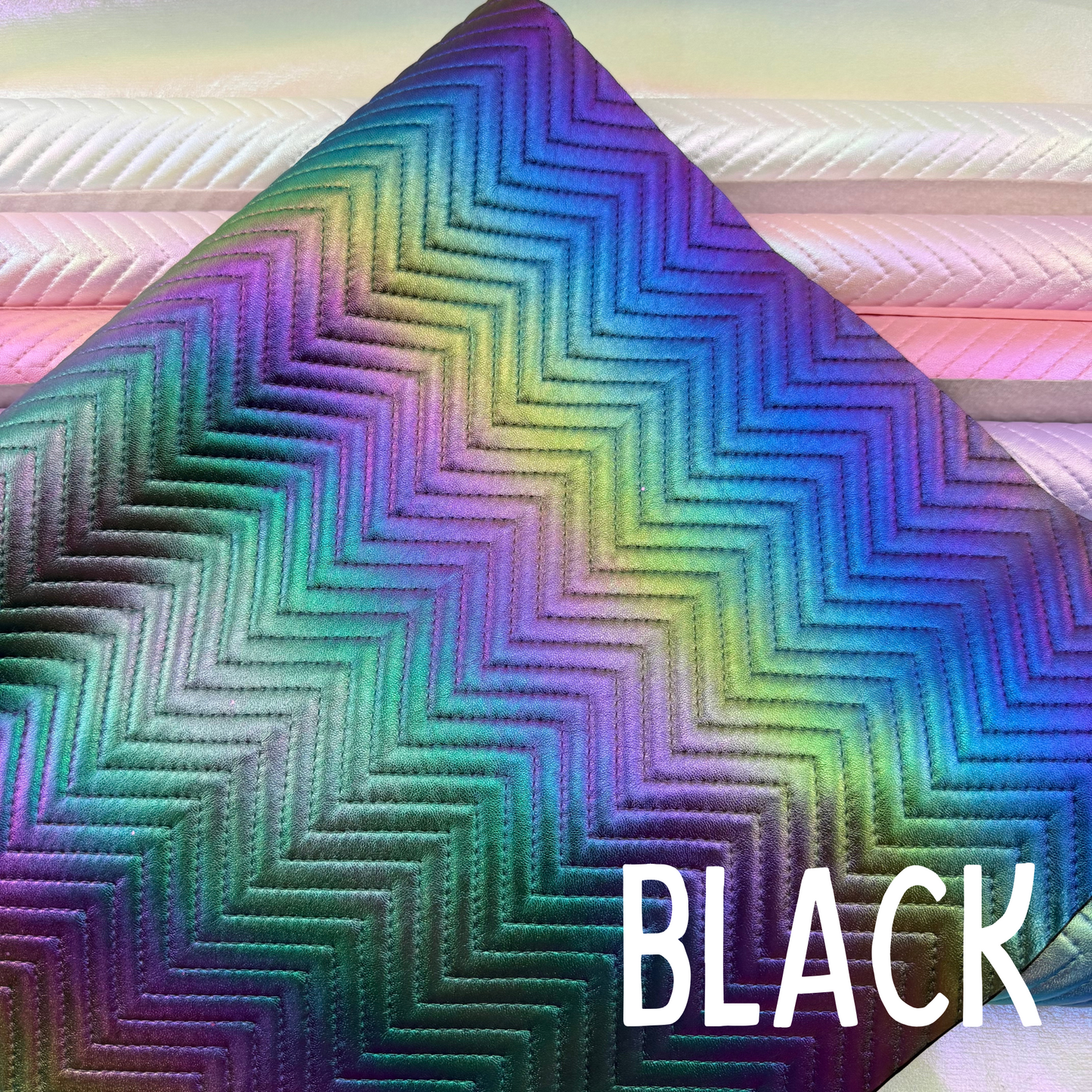 Iridescent Chevron Embossed Quilted Effect Vinyl - Half Meter Roll