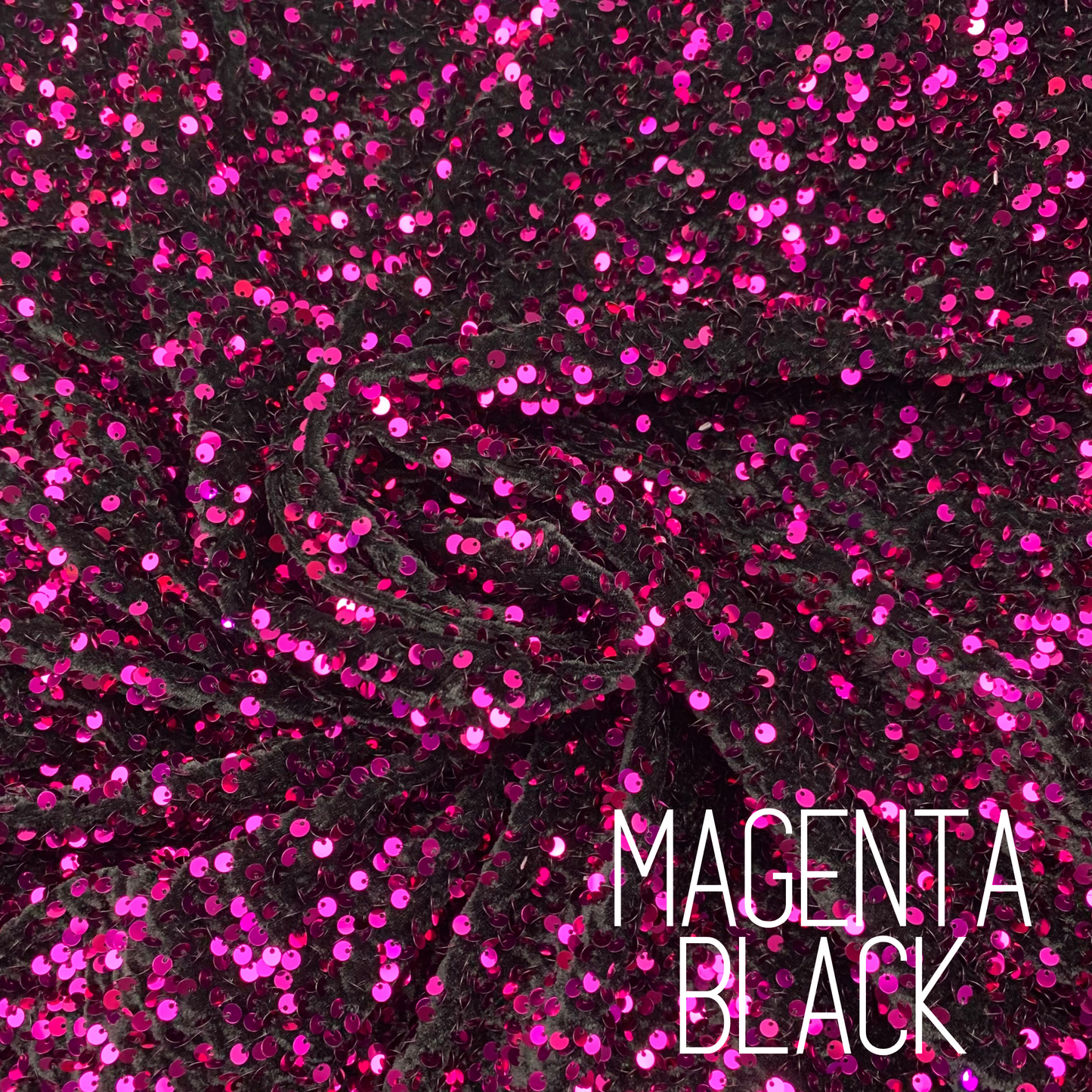 Magenta Black Sequin Velvet Four Way Stretch Fabric