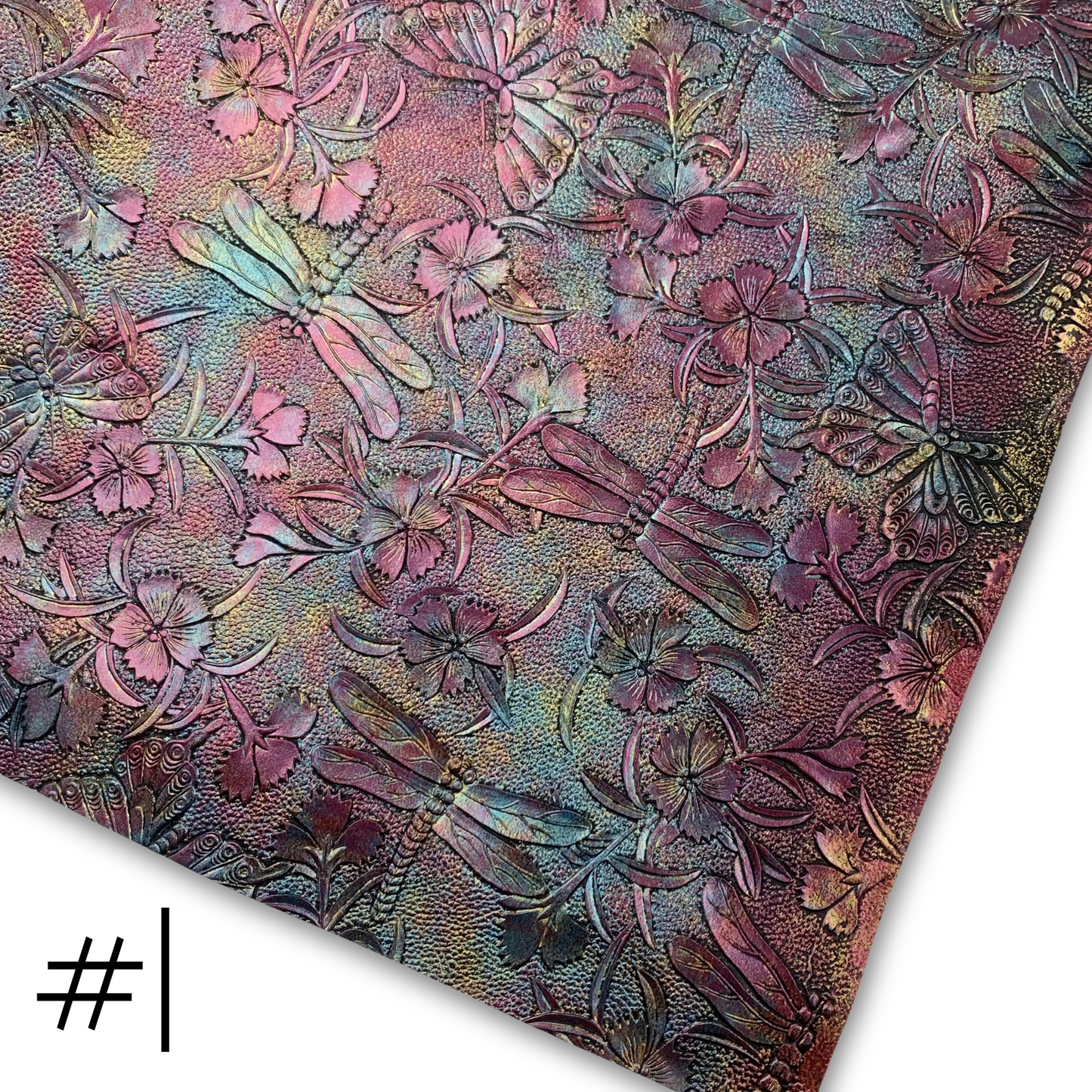 NEW STOCK - Butterfly and Dragonfly Embossed Faux Leather Half Meter Roll