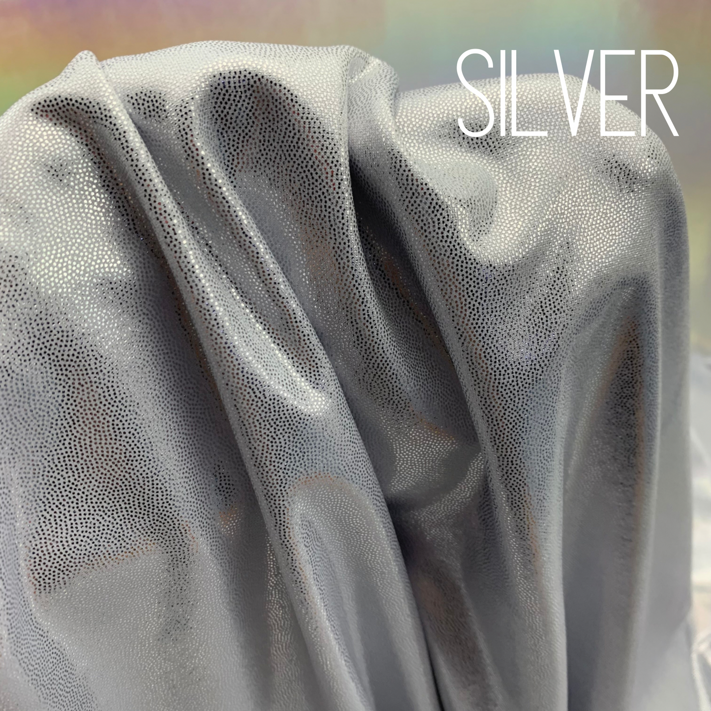 Silver Mini Dazzle Hologram Mystique Polyester Spandex Four Way Stretch Fabric