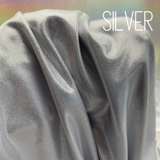 Silver Mini Dazzle Hologram Mystique Polyester Spandex Four Way Stretch Fabric