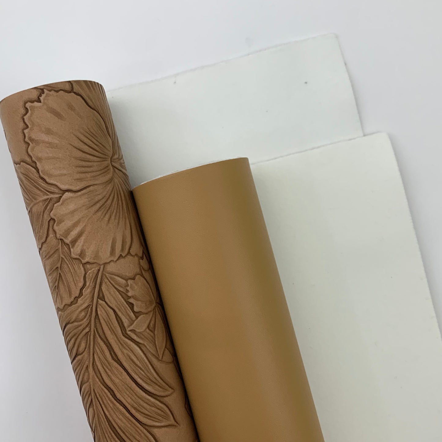 CAMEL “Embossed Tropics” Faux Leather Large and Half Yard Rolls