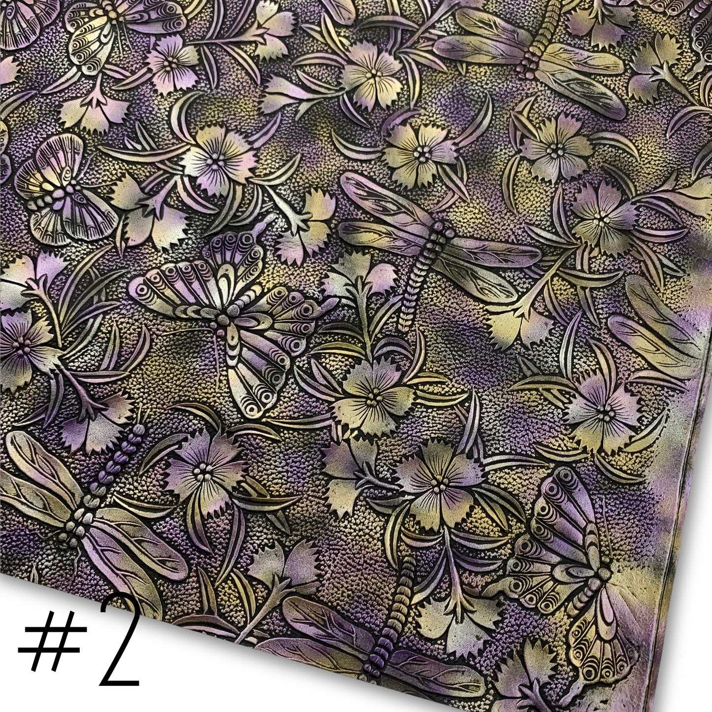 NEW STOCK - Butterfly and Dragonfly Embossed Faux Leather Half Meter Roll