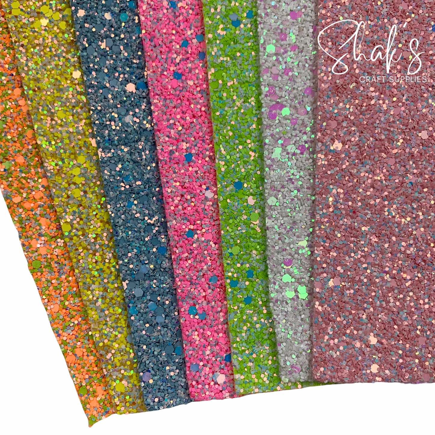 Neon Iridescent Chunky Glitter Faux Leather Sheet with Soft Polyester Backing