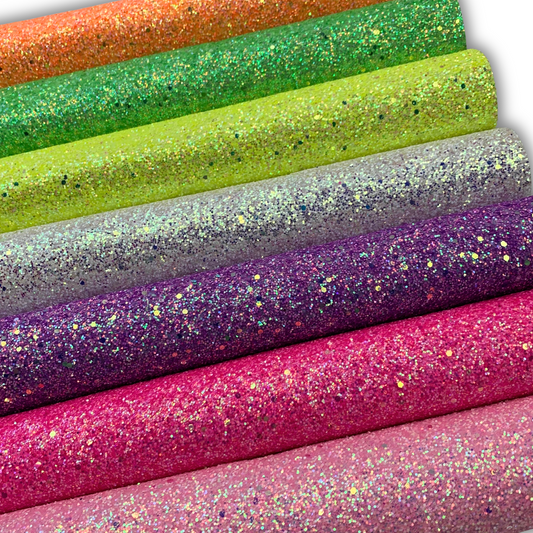 NEON LUSH Chunky Glitter Faux Leather with Soft Felt Backing
