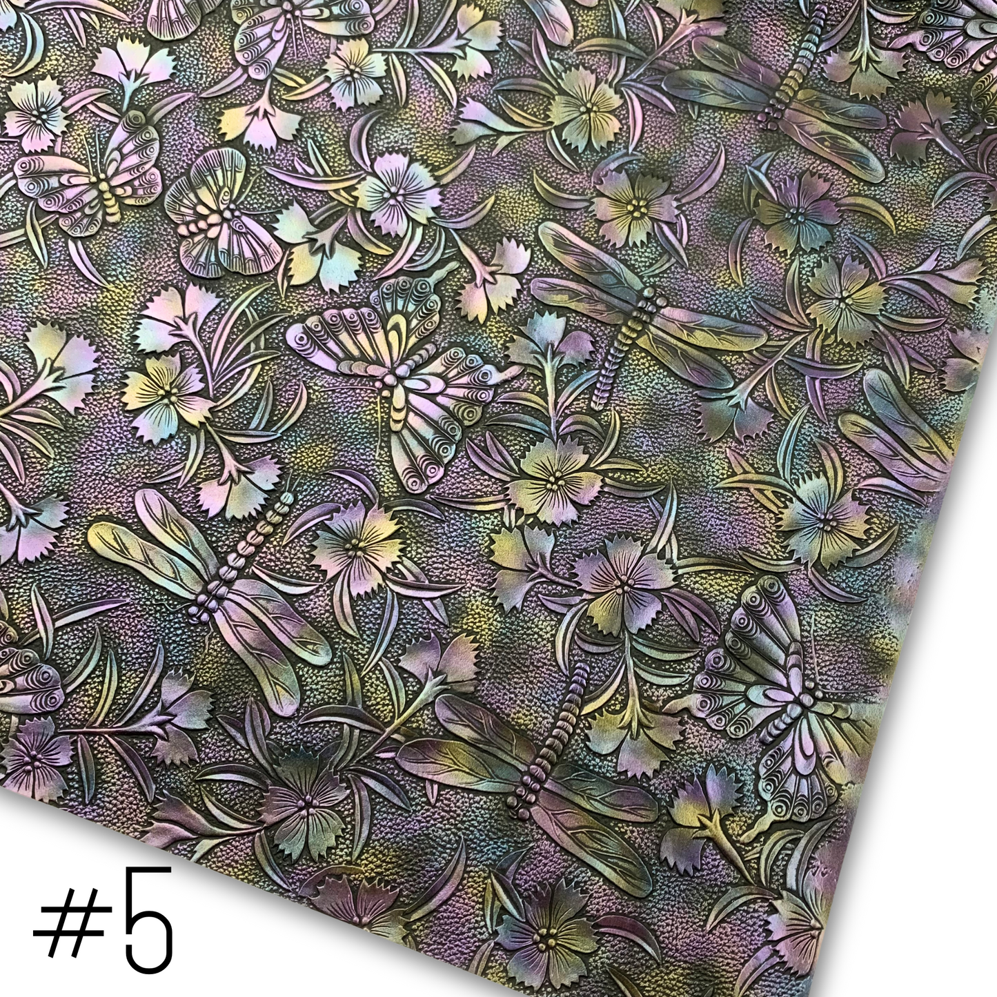 NEW STOCK - Butterfly and Dragonfly Embossed Faux Leather Half Meter Roll