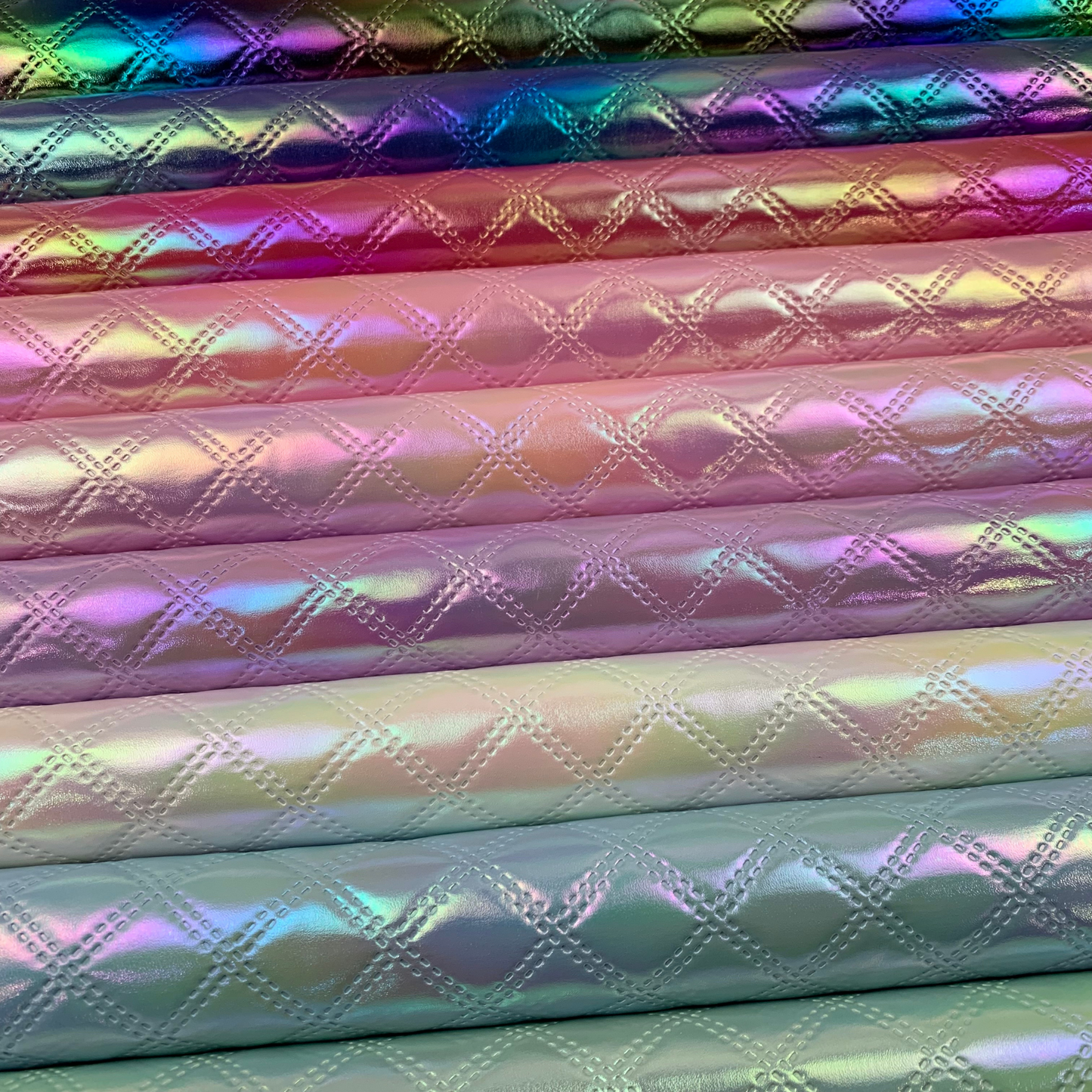 Diamond Iridescent Quilted Faux Leather Half Yard Roll