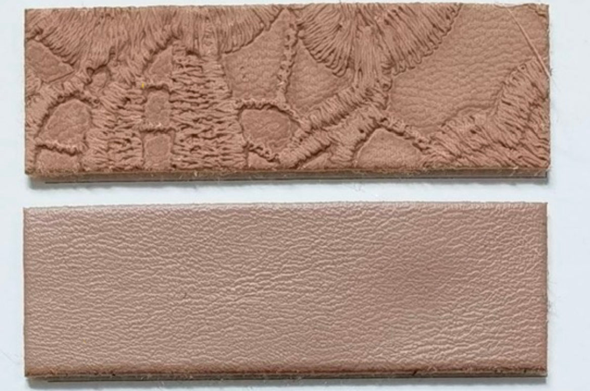 TAUPE "Embossed Blooms" Faux Leather Half Yard Roll