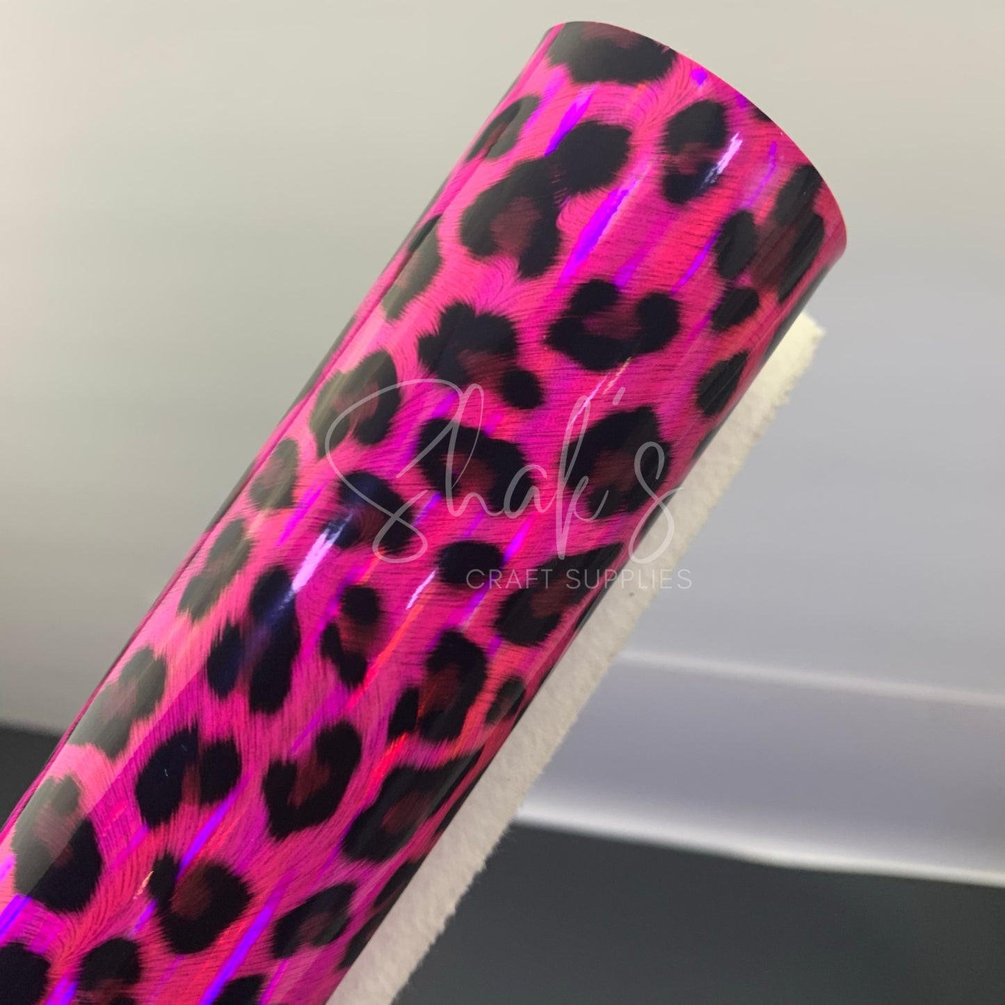 Leopard Cheetah Laser Patent Vinyl Faux Leather 1/2 Yard Roll