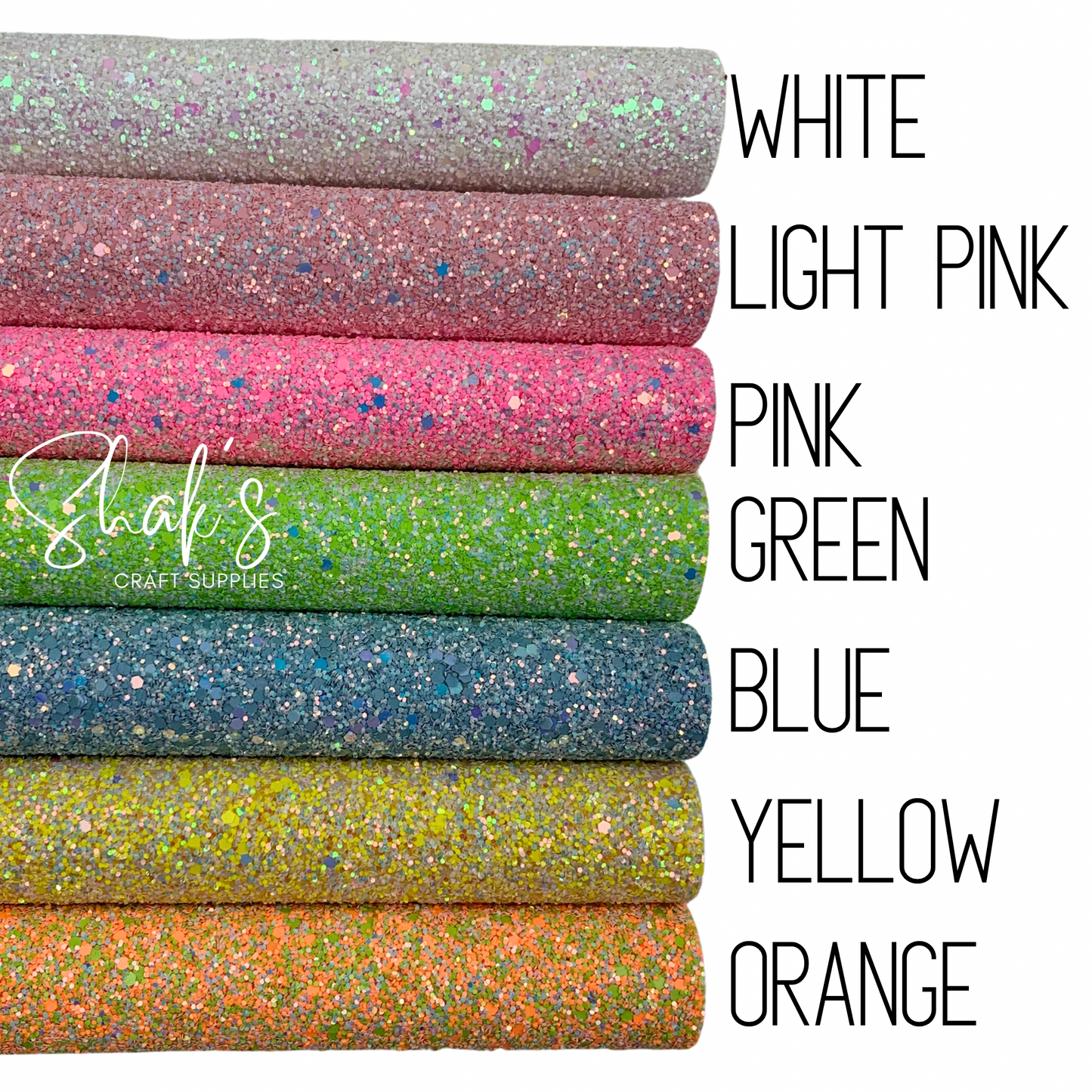 Neon Iridescent Chunky Glitter Faux Leather Sheet with Soft Polyester Backing