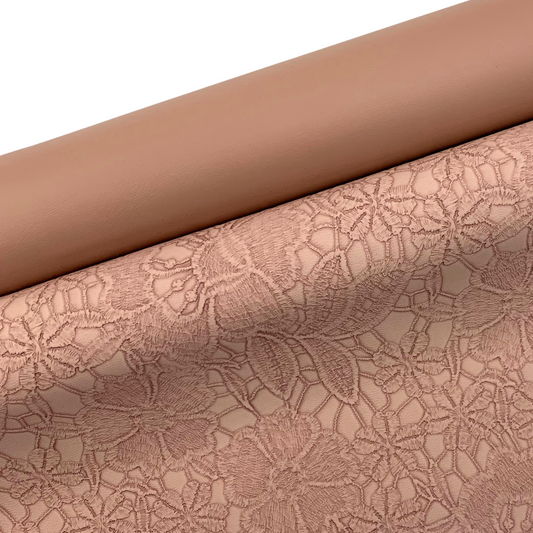 BRANDY ROSE "Embossed Blooms" Faux Leather Half Yard Roll