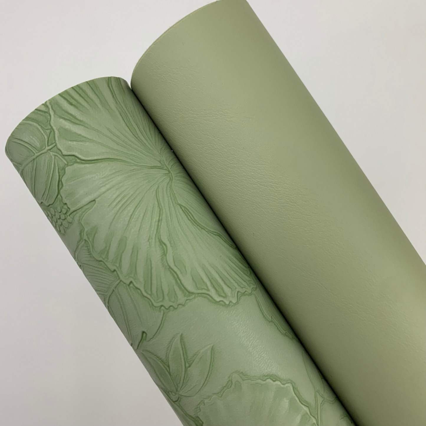 Laurel Green “Embossed Tropics” Faux Leather Half Meter Rolls