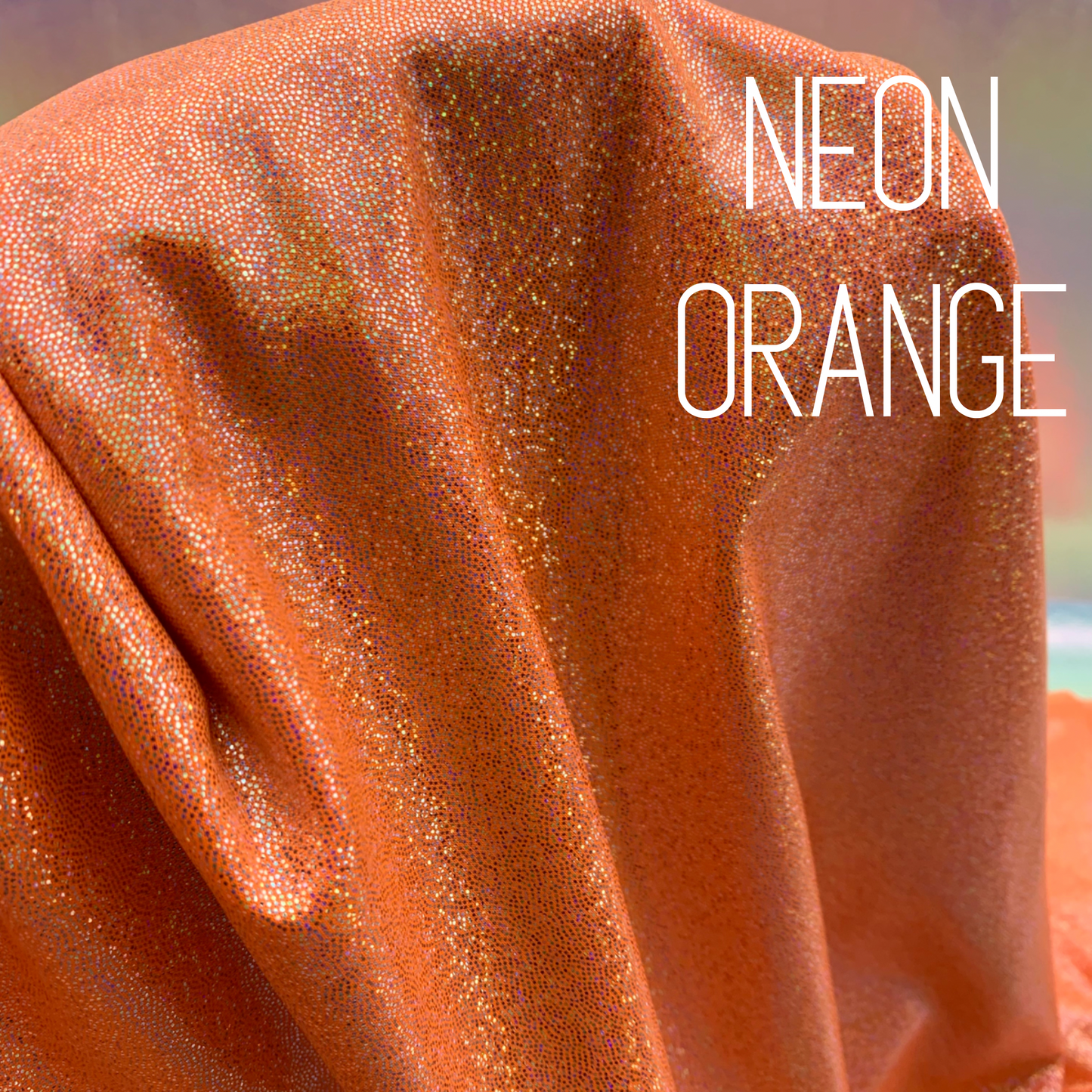 Neon Orange Mini Dazzle Hologram Mystique Polyester Spandex Four Way Stretch Fabric