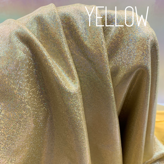 Yellow Mini Dazzle Hologram Mystique Polyester Spandex Four Way Stretch Fabric