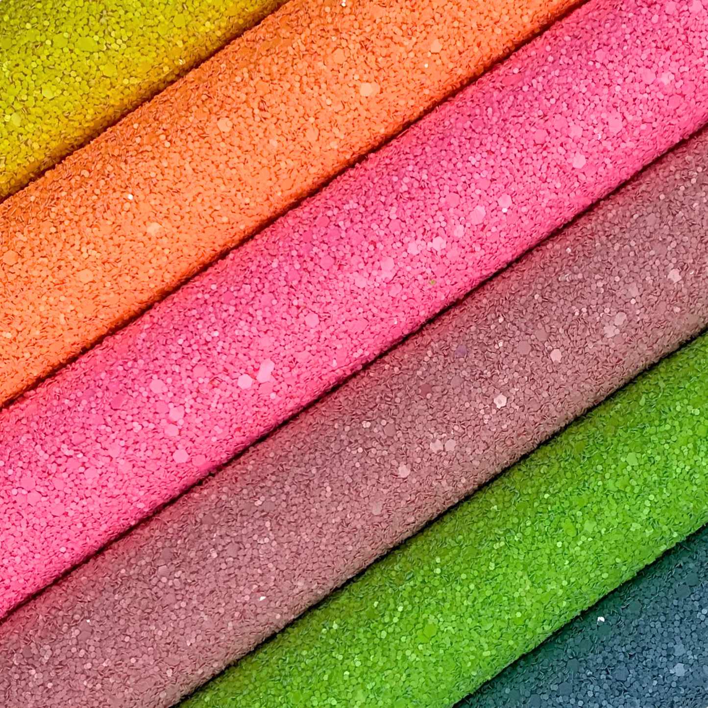 Neon Chunky Glitter Faux Leather Sheet with Soft Polyester Backing