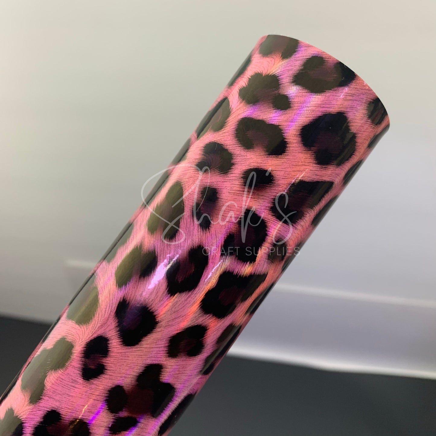 Leopard Cheetah Laser Patent Vinyl Faux Leather 1/2 Yard Roll