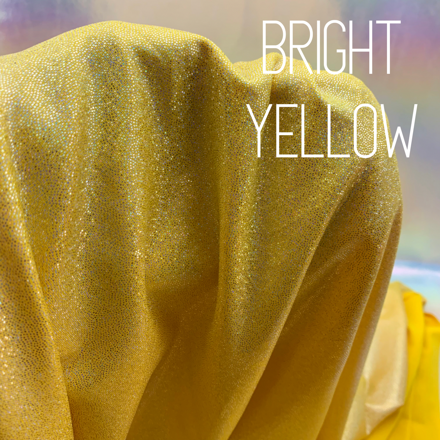 Bright Yellow Mini Dazzle Hologram Mystique Polyester Spandex Four Way Stretch Fabric