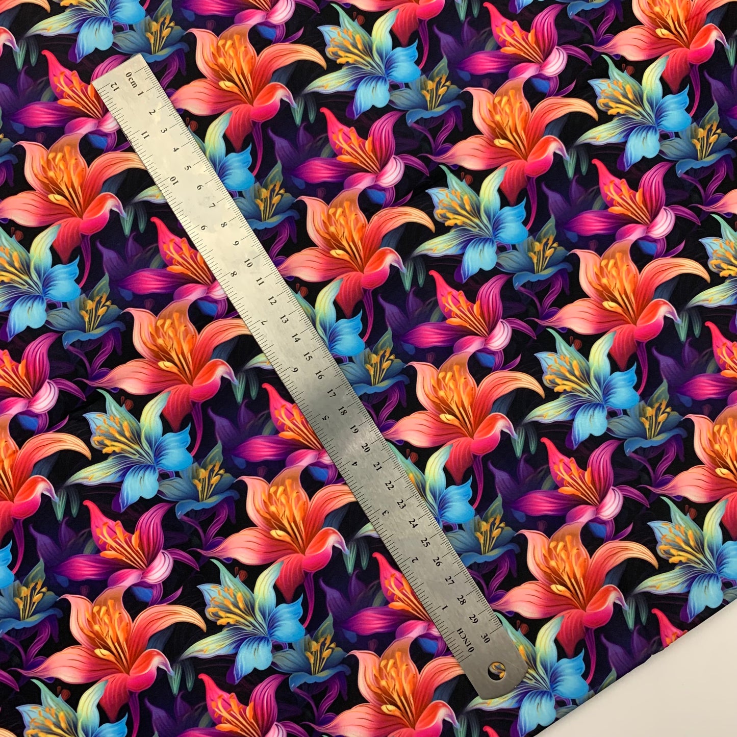 Neon Lillies Floral Print HydroReminisce™ Waterproof Luxury Fabric - R1 Retail