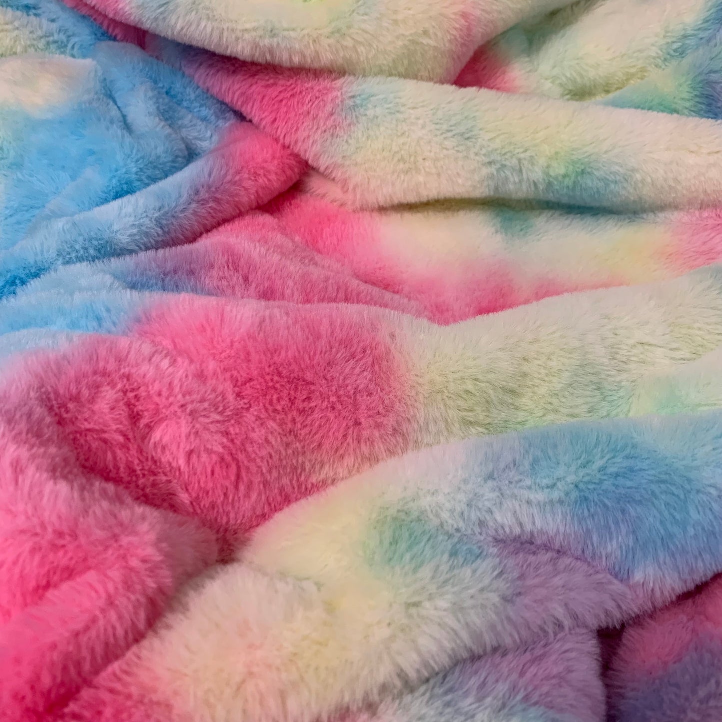 #4 Tie Dye Faux Rabbit Fur Fluffy Plush Two Way Stretch Polyester Fabric SUPER SOFT