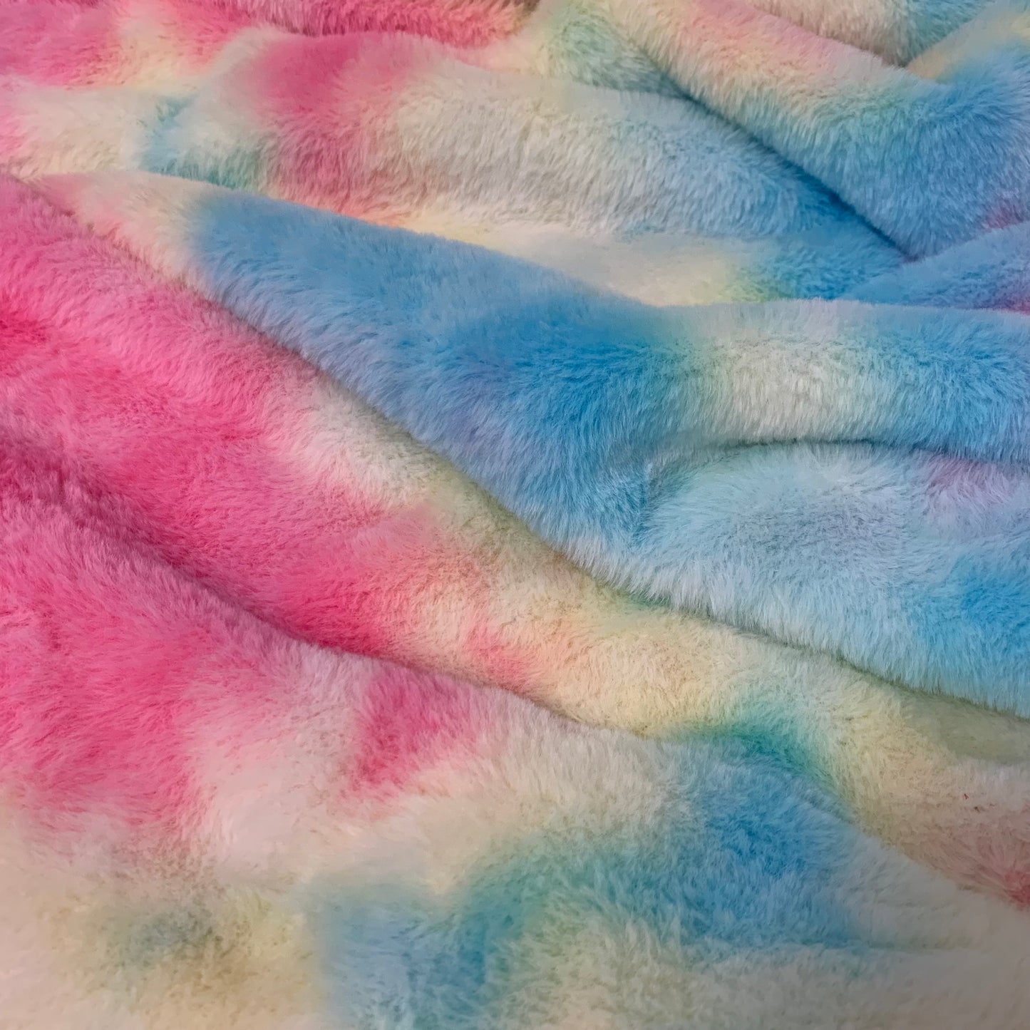 #4 Tie Dye Faux Rabbit Fur Fluffy Plush Two Way Stretch Polyester Fabric SUPER SOFT
