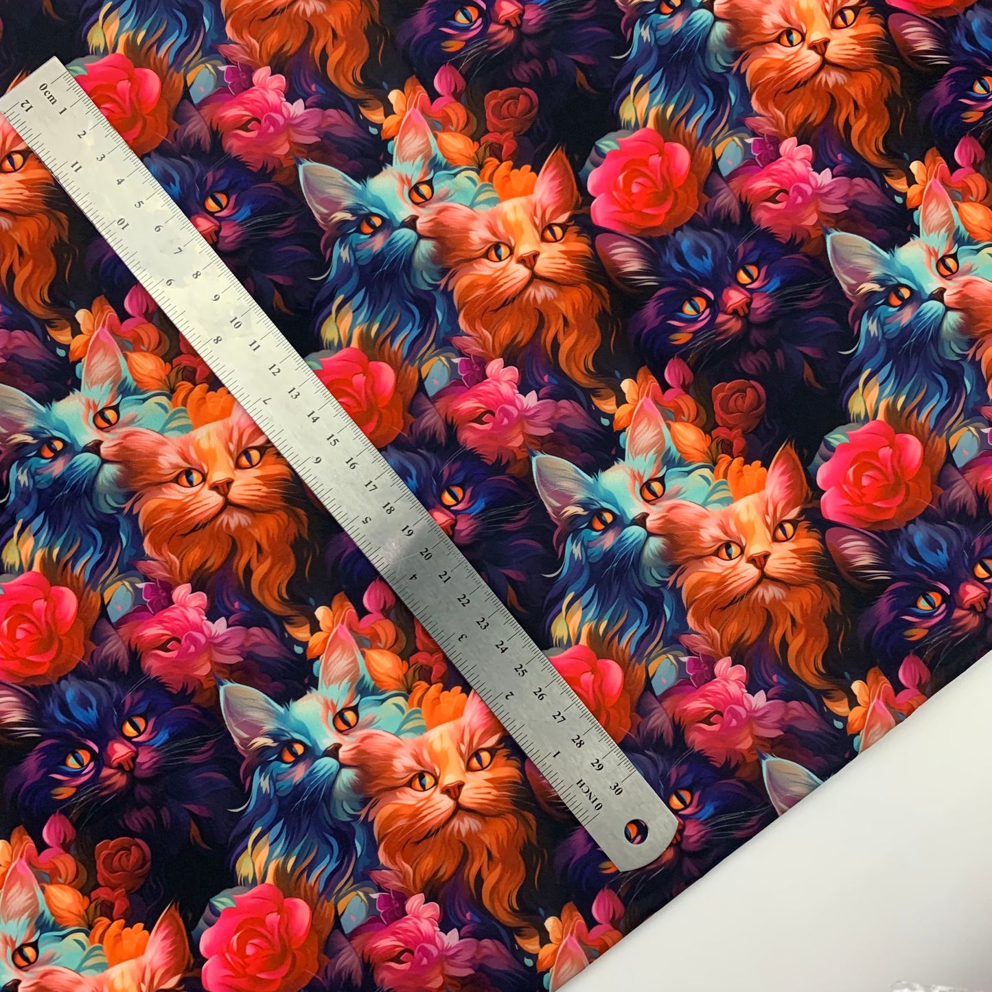 Floral Cats Print HydroReminisce™ Waterproof Luxury Fabric