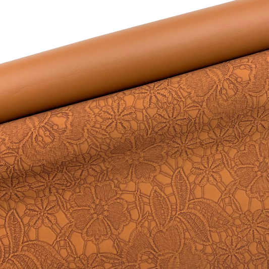 RAW SIENNA "Embossed Blooms" Faux Leather Half Yard Roll