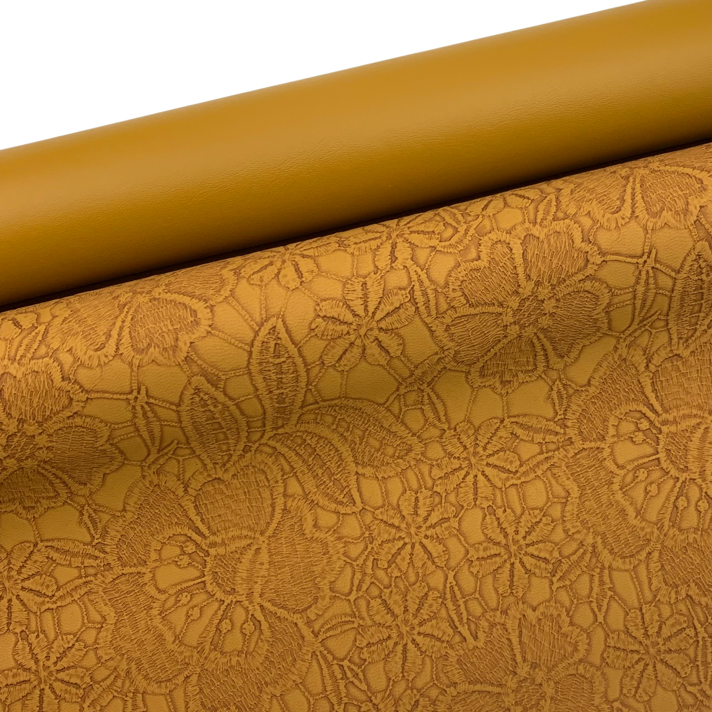 TURMERIC "Embossed Blooms" Faux Leather Half Yard Roll