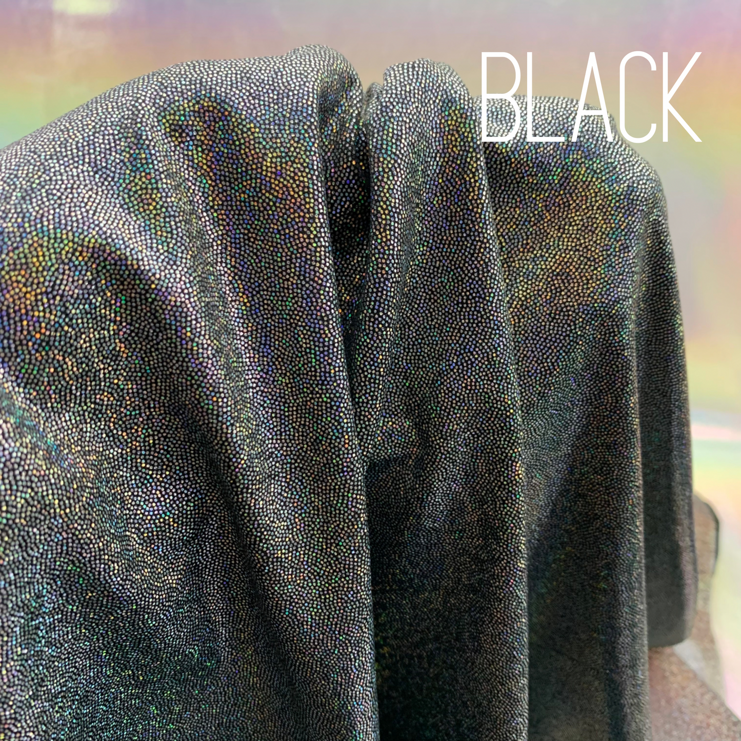 Black Mini Dazzle Hologram Mystique Polyester Spandex Four Way Stretch Fabric
