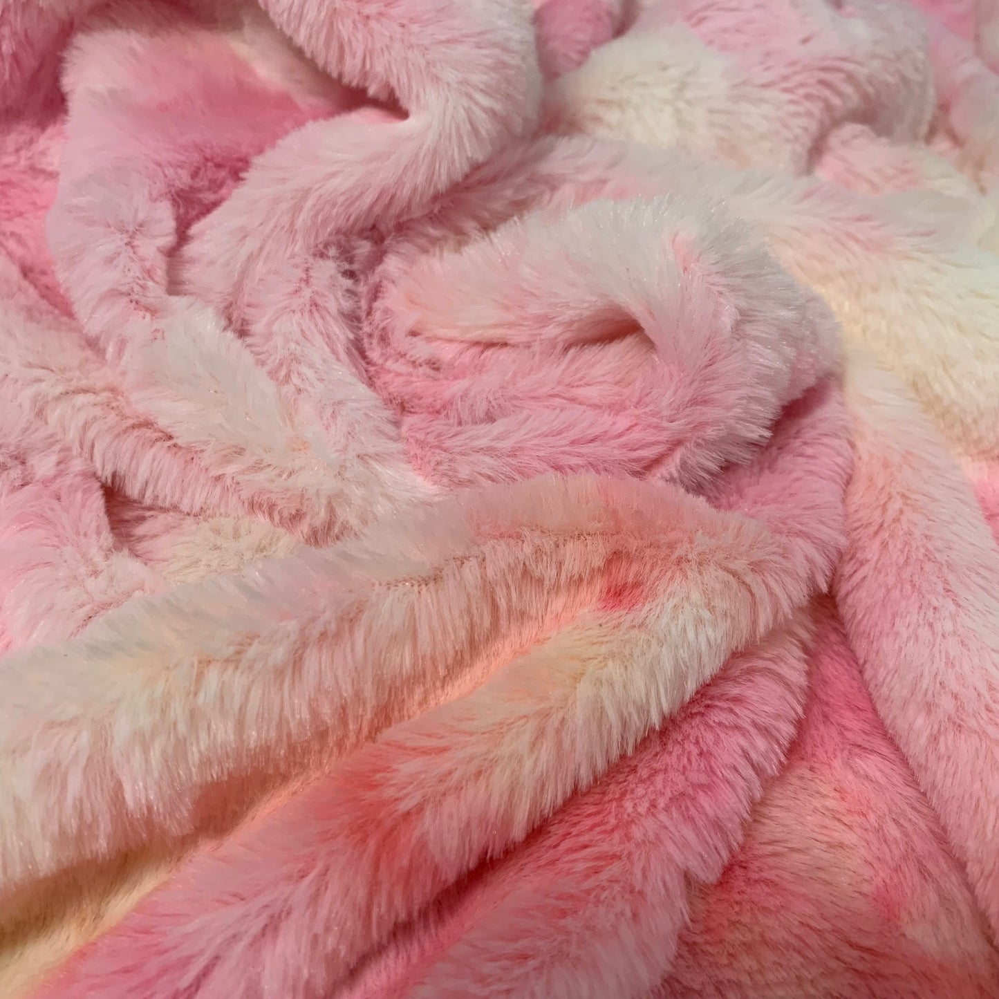 #1 Tie Dye Faux Rabbit Fur Fluffy Plush Two Way Stretch Polyester Fabric SUPER SOFT