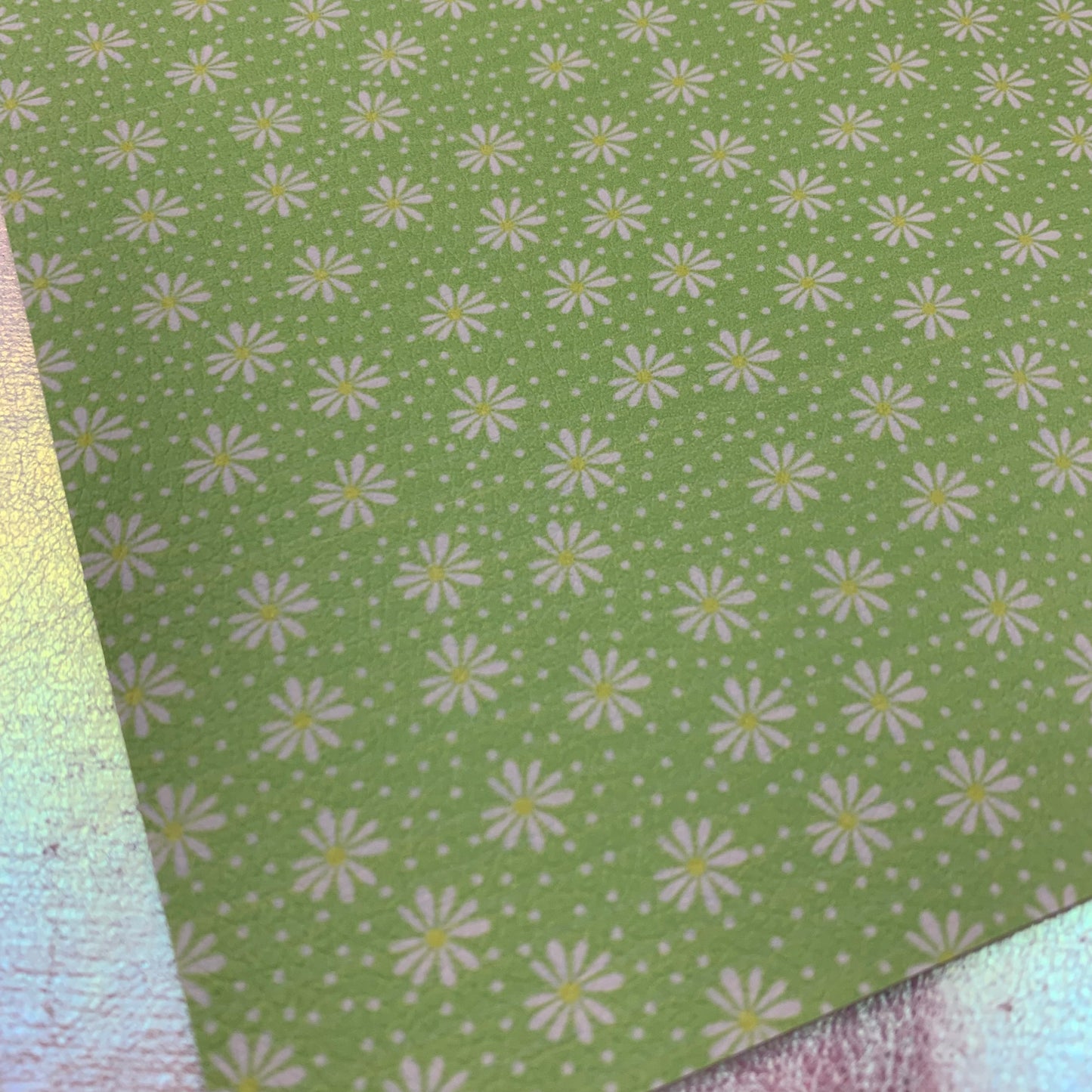 Floral Print Pebble Vegan Leather Sheet
