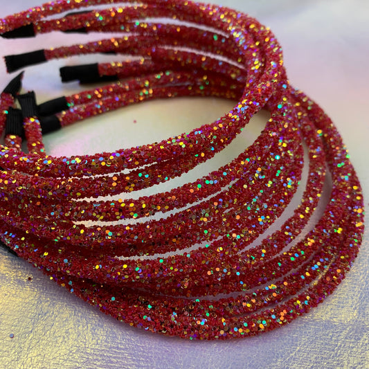 Red Orange AB Chunky Glitter Headband