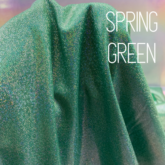 Spring Green Mini Dazzle Hologram Mystique Polyester Spandex Four Way Stretch Fabric