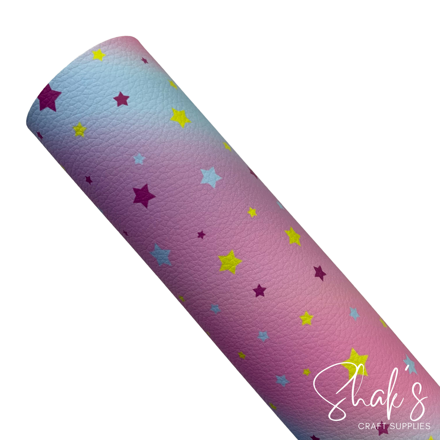 Pastels Ombre Stars Medium Scale Pebble Vegan Leather Sheet