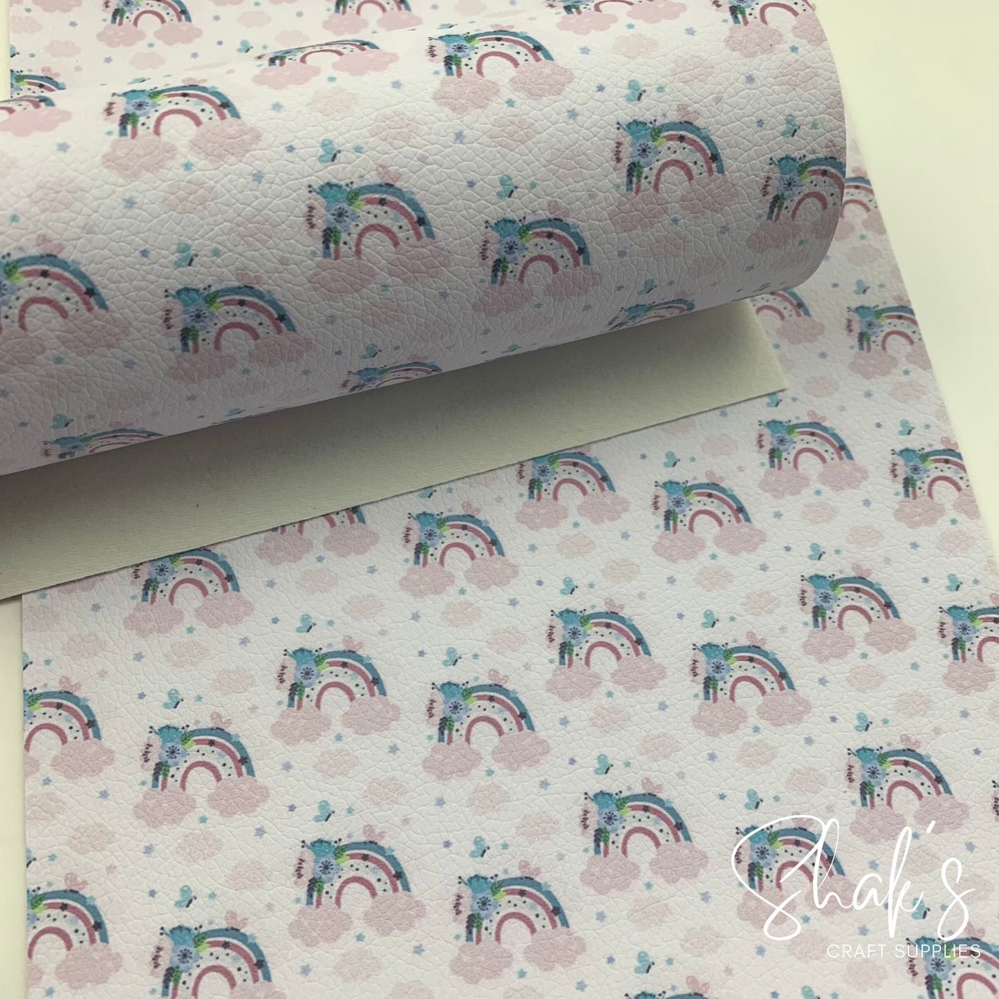 Floral Rainbows Pebble Vegan Leather Sheet