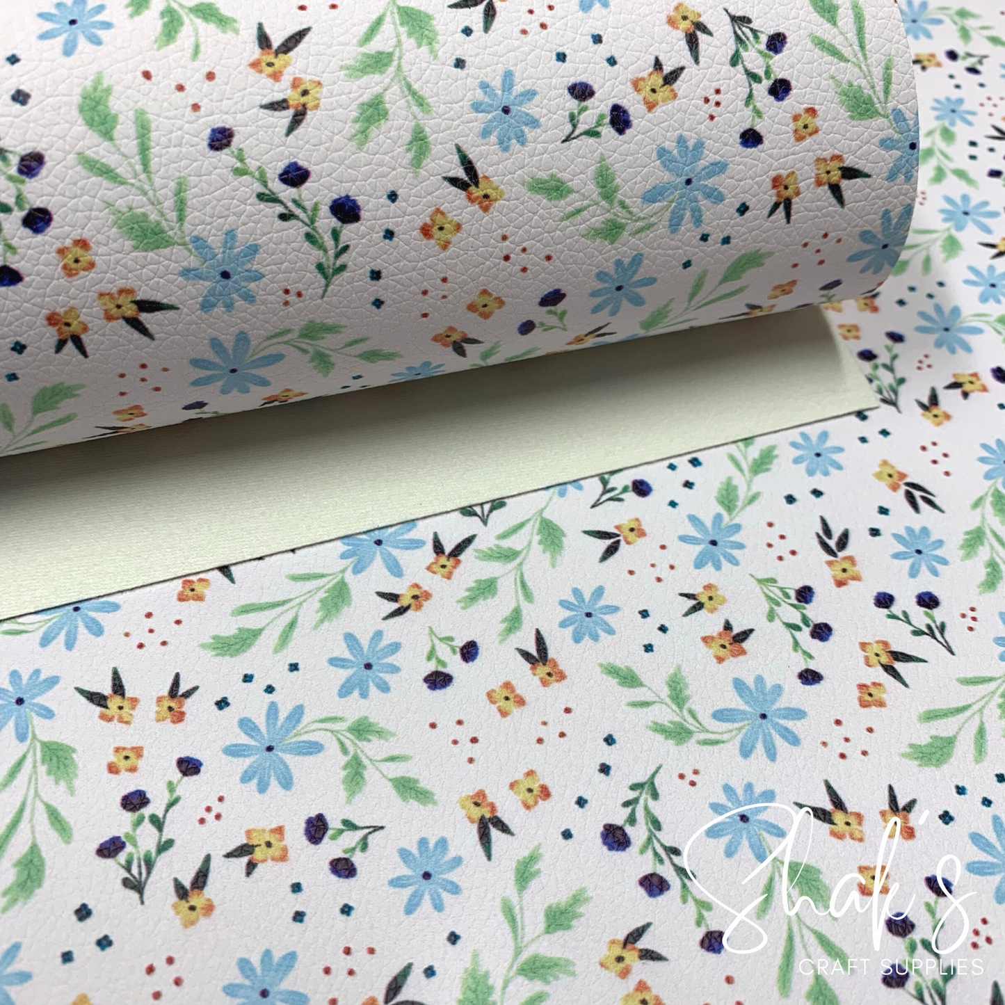 Floral Print Pebble Vegan Leather Sheet