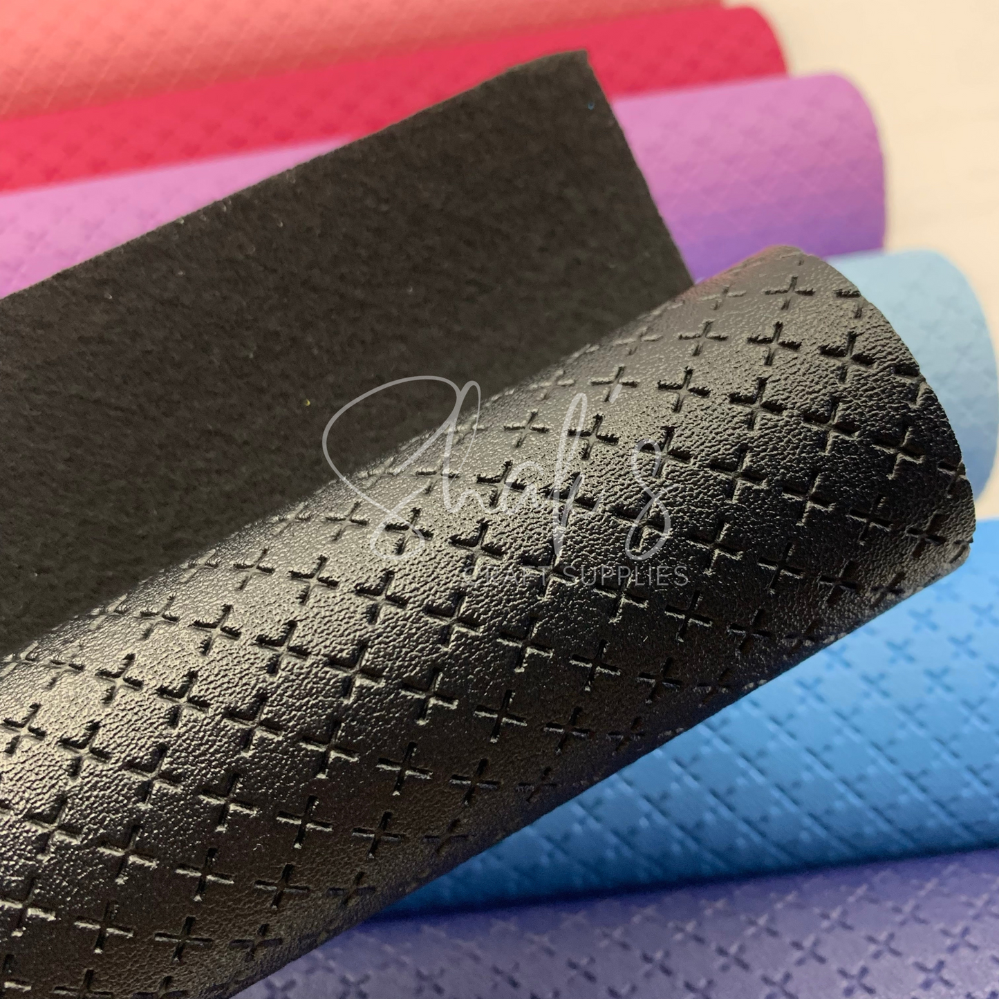 Embossed Cross Textured Faux Leather Sheets